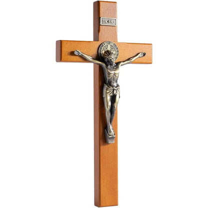 KUXBET Wood Standing Cross 5inch Small Crucifix - Jesus Christ Wall Cross Crucifix for Table or Wall Decor Home Decoration