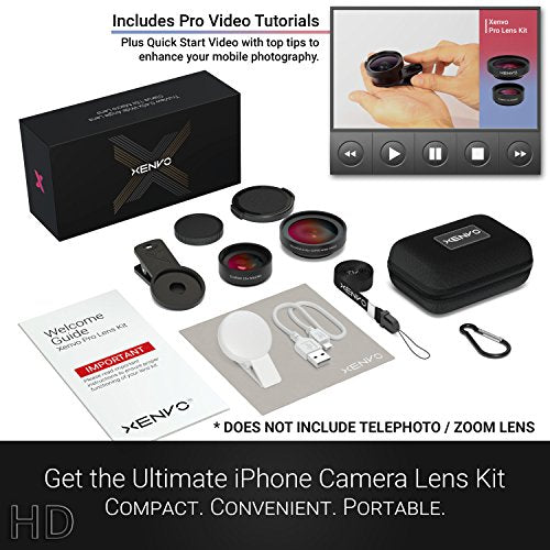 Buy now Pro Lens Kit for iPhone and Android, Macro and Wide Angle Lens with LED Light and Travel Case Black at indiglob india