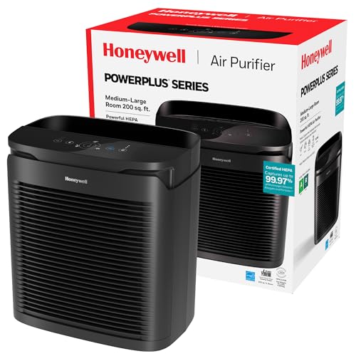 Buy now Honeywell PowerPlus HEPA Air Purifier for Home, 968 Ft?ý Rooms in 1 hour, Reduces Allergens, Dust, Pollen, Smoke, Pet Dander, Odors, Black, HPA3100 at indiglob india