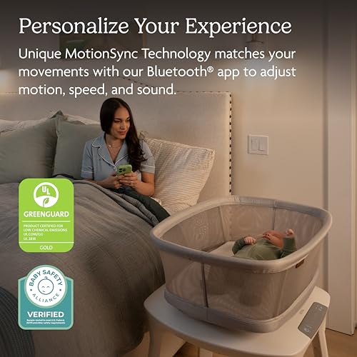 Buy now UPPAbaby Soma Smart Bassinet ƒ?? 5 motions + 5 speeds + 4 Sounds with MotionSync Technology ƒ?? Height Adjustable ƒ?? Included Mattress, Sheet + Storage Basket ƒ?? Charlie (Sand M??lange) at indiglob india