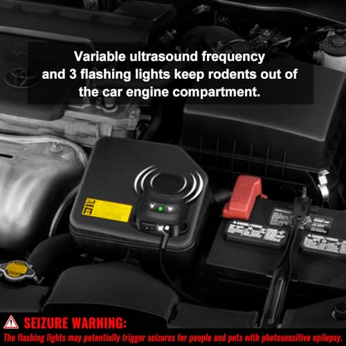 Buy now Under Hood Rodent Repellent for Car Engines, Dual Action Ultrasonic & LED Strobe Lights for High-Efficiency Rat and Mouse Deterrent, Pest Control for 12V 24V Vehicles, Cars, Trucks, RVs at indiglob india