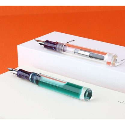 Lanxivi Majohn C1 Fountain Pen Extra Fine Nib, Clear Transparent Acrylic Resin, Mini Pocket Pen, Eyedropper,Cartridges and Converter Filling