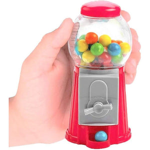 5" Gumball Machine Bank (with GUMBALLS) Classic Red Design - Mini Bubble Gum Candy Dispenser. Unique Money Saving Coin Bank. (1)