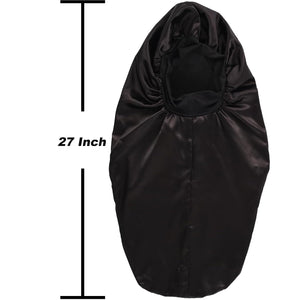 2 Pcs Hair Bonnets for Women Satin, Black Leopard Soft Elastic Band Silky Sleeping Cap Big Bonnets for Women Bonnet for Braids