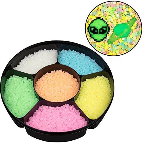 Buy now 9,000 Glow in The Dark Fuse Beads Set (6 Unique Colors) in Case and Separated - Works with Perler Beads, Pixel Art Project at indiglob india