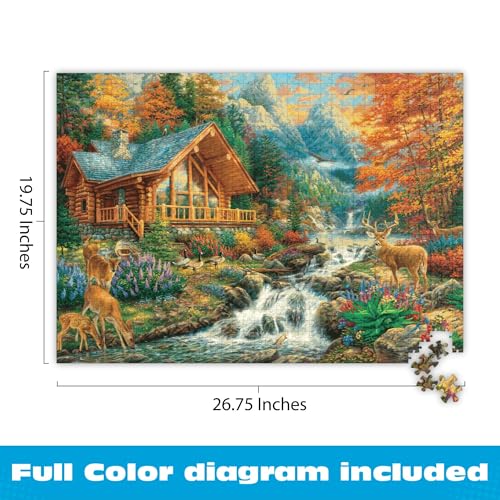 Buy now Buffalo Games - Alpine Serenity - Chuck Pinson - 1000 Piece Autumn Jigsaw Puzzle for Adults - Fall Mountain Cabin Scene - Challenging Puzzle for Game Nights - Finished Size 26.75 x 19.75 - Made in USA at indiglob india