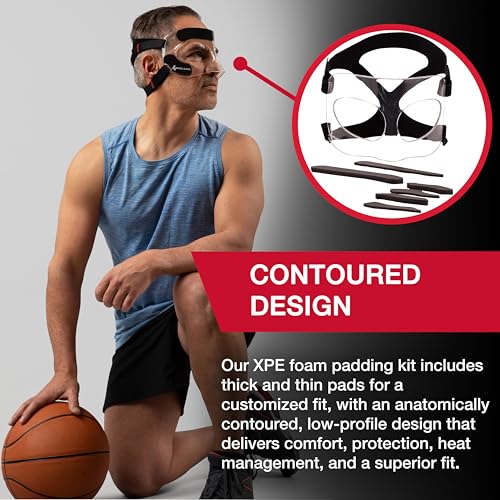 Buy now MUELLER Sports Medicine Face Mask for Men & Women, Adjustable Clear Face Guard, Nose & Cheek Protection for Basketball & Cosmetic Procedures, Shatterproof with Foam Padding, One Size at indiglob india