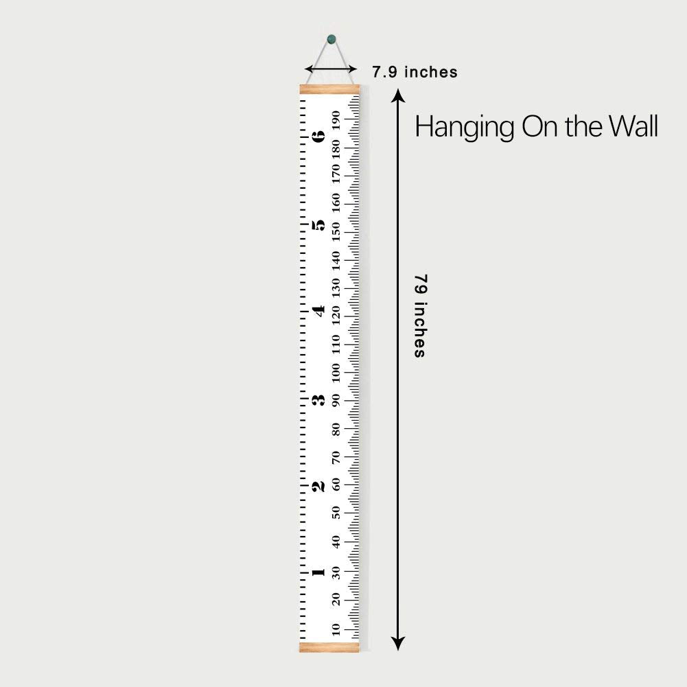 Buy now Mibote Baby Growth Height Chart Handing Ruler Wall Decor for Kids, Canvas Removable Height Growth Chart 79" x 7.9" (Black & White) at indiglob india