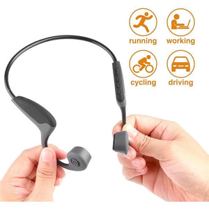 Bone Conduction Headphones Bluetooth 5.0 Open Ear Wireless Titanium HiFi Stereo with Mic Sweatproof Sports Headphones for Running Driving Cycling (Black)