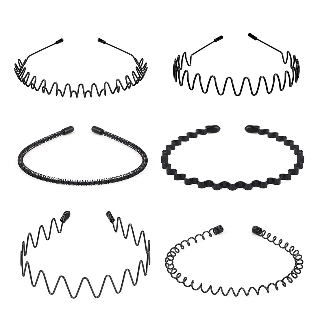 Buy now Nomakk 6 Pieces Metal Headbands Wavy Hairband Spring Hair Hoop Sports Fashion Hair Bands Unisex Black Elastic Non Slip Simple Headwear Accessories at indiglob india