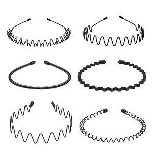 Buy now Nomakk 6 Pieces Metal Headbands Wavy Hairband Spring Hair Hoop Sports Fashion Hair Bands Unisex Black Elastic Non Slip Simple Headwear Accessories at indiglob india