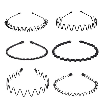 Buy now Nomakk 6 Pieces Metal Headbands Wavy Hairband Spring Hair Hoop Sports Fashion Hair Bands Unisex Black Elastic Non Slip Simple Headwear Accessories at indiglob india