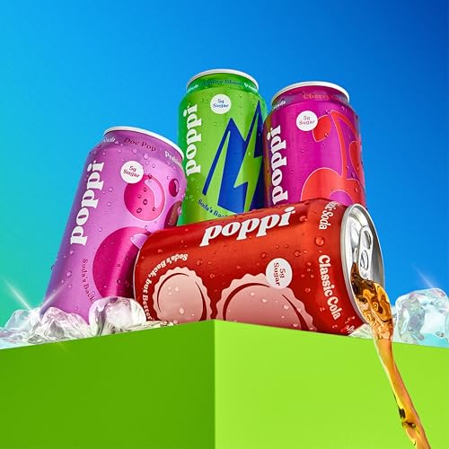 Buy now Poppi Sparkling Prebiotic Soda Beverage with Apple Cider Vinegar, Seltzer Water and Fruit Juice, The Classics Variety Pack, 12 Fl Oz, Pack of 12, Packaging May Vary at indiglob india