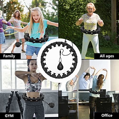 Buy now 24 Knots Weighted Hula Fit Hoop,Smart Hula Hoop Detachable Massage Exerciser Fitness for Adults Beginners Weight Loss and Exercis (Black) at indiglob india
