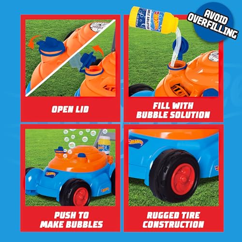 Buy now Hot Wheelsƒ?› Bubble Lawn Mower for Toddlers, Bubble Blowing Machines, Indoor/Outdoor Gardening Toy, Birthday Gift for Prechool Girls and Boys, No Batteries Required, Includes Bubble Solution, 2+ at indiglob india