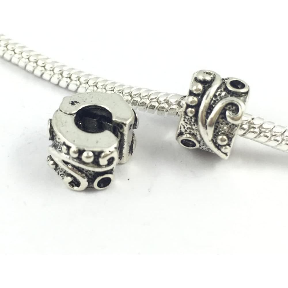Buy now Yeshan Antique Silver Clip Lock Bead Charms with Rubber Stopper O-Rings at indiglob india