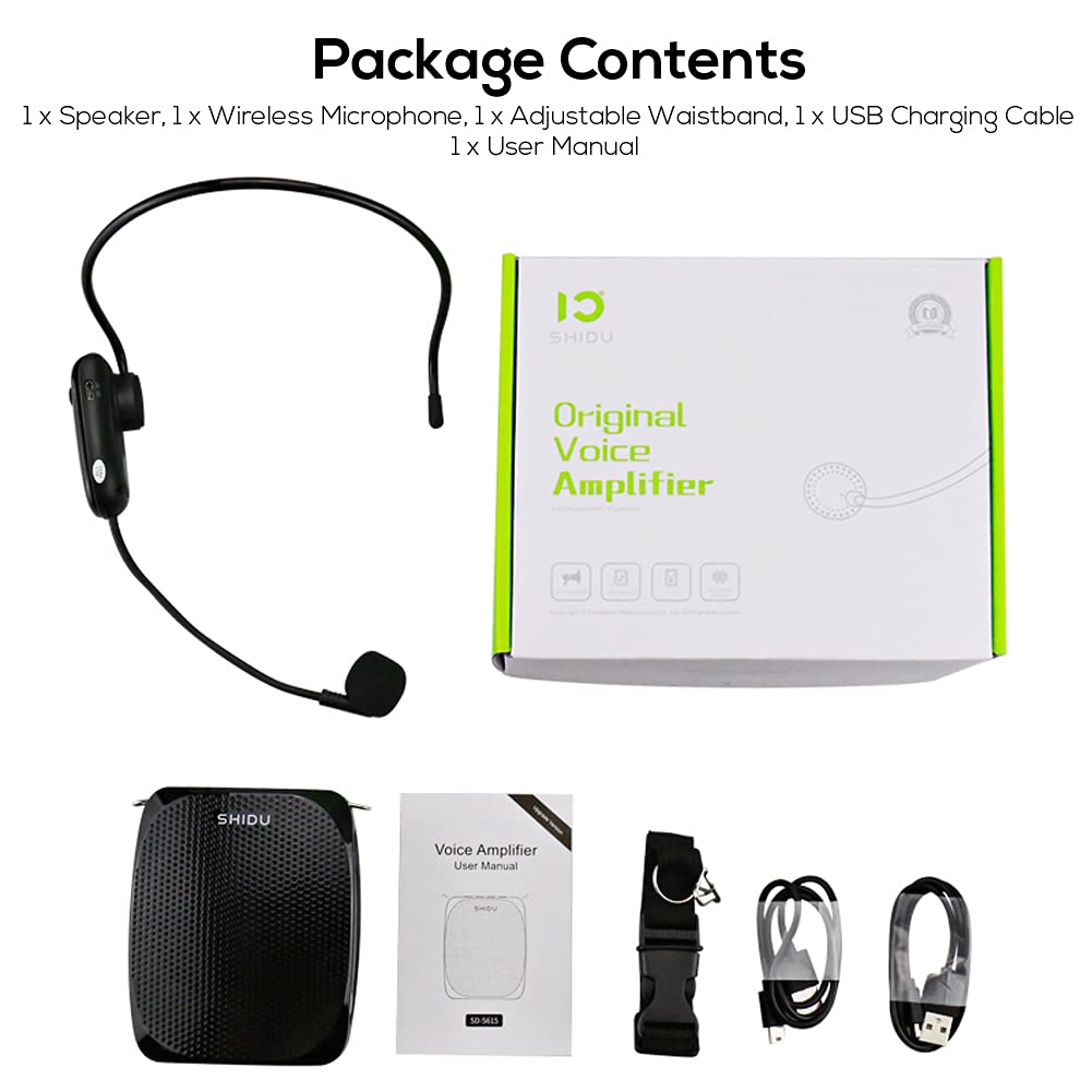Buy now SHIDU S615 Wireless Voice Amplifier, 10W Portable Mini Amplifier with AUX Connectivity, Rechargeable for Teachers, Tour Guides, Coaches, Yoga Fitness Instructors at indiglob india