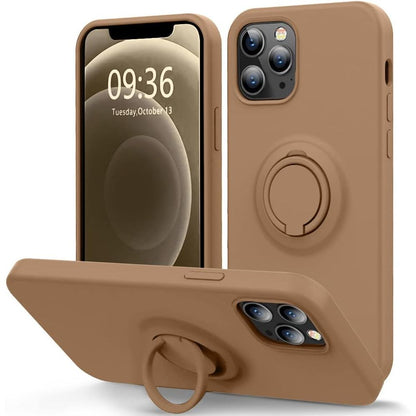 MOCCA Compatible with iPhone 12 Pro Max Phone Case 6.7 inch with Ring Kickstand | Super Soft Microfiber Lining | Anti-Scratch Full-Body Shockproof Protective Case for iPhone 12 Pro Max - Light Brown