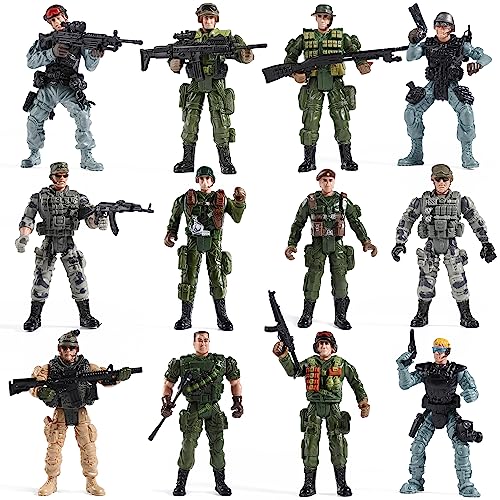 Buy now Mr.River US Army Men and SWAT Team Toy Soldiers Action Figures with Military Weapons Accessories for Kids Boys Girls,12Pcs at indiglob india