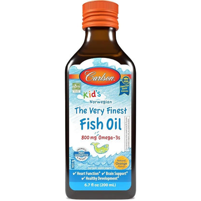 Carlson - Kid's The Very Finest Fish Oil, 800 mg Omega-3s, Norwegian, Sustainably Sourced, Orange, 200 mL