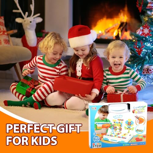 Buy now HAPTIME Design and Drill Toy, Building Toys for Kids Ages 3-8,STEM Toys for 3 4 5 6 Year Old,193 Pcs Electric Drill Toy,Magic Montessori Play Toolbox for Toddler Boys Girls Preschool at indiglob india
