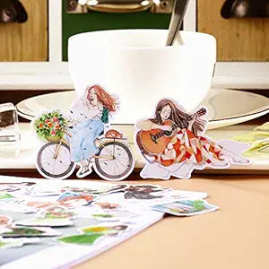 100 PCS Fashion Lovely Girls Stickers Waterproof Handbook DIY Craft Photo Album Scrapbook Journal Planner Motorcycle Car Laptop Luggage Water Bottle Paper Stickers