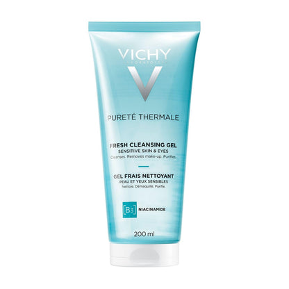 VICHY Pureté Thermale Fresh Cleansing Gel, Formulated With Glycerin, Gentle Gel Cleanser & Makeup Remover, Removes Impurities Without Overdrying, Safe For Sensitive Skin & Eyes 6.7 Fl Oz (Pack of 1)