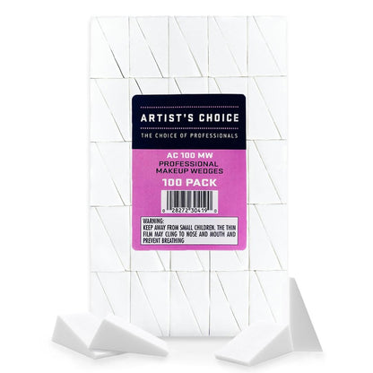 Artist's Choice 100 Pack Makeup Sponge Mini Applicator Wedges, Triangle Cosmetic Sponges For Foundation, Blush, Eye Shadow, Blending, Latex Free, Perfect for Face Painting and Halloween Makeup