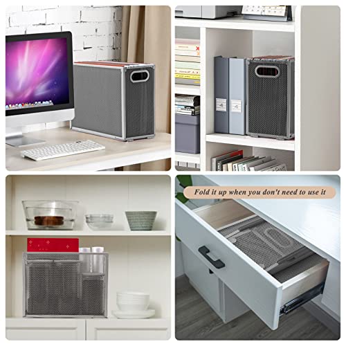 Buy now Hanging File Organizer, Oterri Portable Desktop File Organizer Mesh Detachable Foldable File Folder Organizer 12.2*5.5*9.44 inch for Letter Size File Folders, File Holders for Office/Home(Grey1) at indiglob india