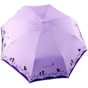 umbresen Windproof Compact Travel Folding Cute Cat Umbrella,Auto Open Close Rain&Sun Lightweight Portable Umbrellas with Cover for Kids Women Men