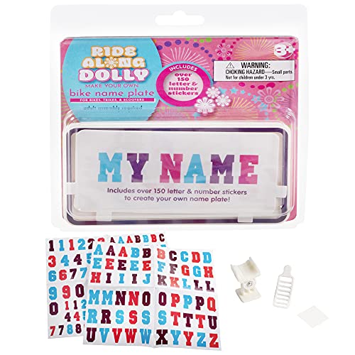 Buy now Ride Along Dolly Kid's Bicycle Customizable License Plate -Make Your Own Bike Name Plate -Includes Over 150 Letter and Cute Number Stickers Decals, Fits Most Bikes -Holiday Stocking Stuffer for Girls at indiglob india