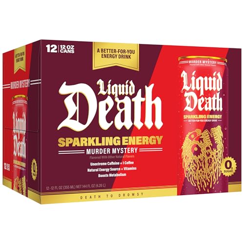 Buy now Liquid Death Sparkling Energy - Tropical Terror (Classic Piña Colada), Zero Sugar Energy Drink, Unextreme Caffeine 100mg, Essential Vitamins, 12 Fl Oz (Pack of 12) at indiglob india
