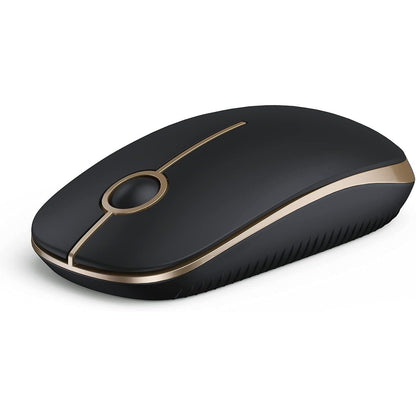 Vssoplor Wireless Mouse, 2.4G Slim Portable Computer Laptop Mouse with Nano Receiver Quiet Silent Optical Mice for Notebook, PC, Laptop, Computer-Black and Sapphire Blue