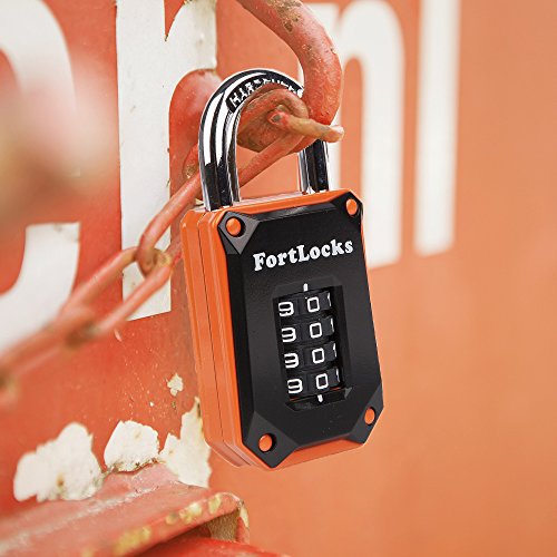 Buy now Gym Locker Lock - 4 Digit, Heavy Duty, Hardened Stainless Steel, Weatherproof and Outdoor Combination Padlock - Easy to Read Numbers - Resettable and Cut Proof Combo Code - 1 Pack Orange at indiglob india