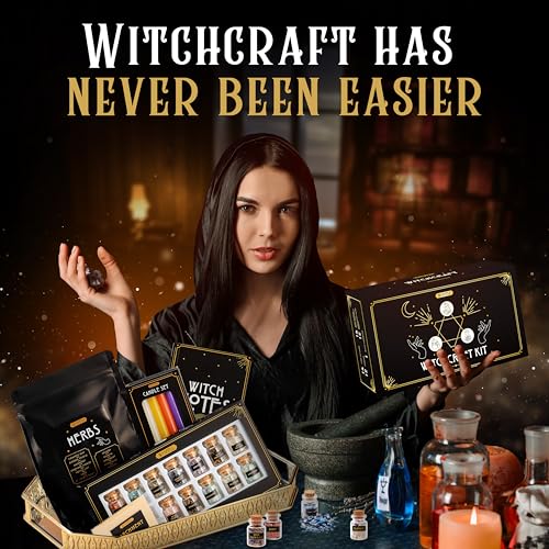 Buy now Wyspell Witchcraft Supplies Kit for Witch Altar 54PCS - Spell Candles for Witches - Crystals Spell Jars for Witches - Herbs for Spells - Beginner Witch Starter Box - Witchcraft Kit at indiglob india