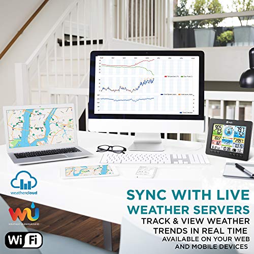 Buy now Logia 18-in-1 Wi-Fi Weather Station with 7-in-1 Solar Sensor Array, Temperature Humidity Wind Speed/Direction Rain UV & More, Wireless Color Console w/Forecast Data, Alarm, Alerts at indiglob india
