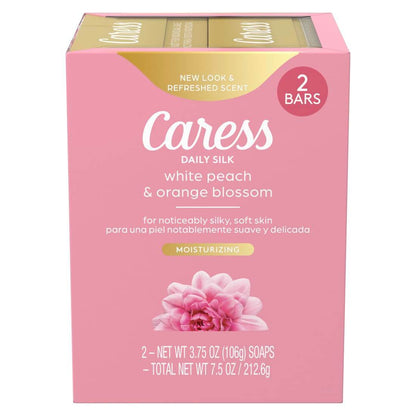 Caress Beauty Bar Soap For Women, Daily Silk With Silk Extract and Floral Oil Essence Moisturizing Body Soap for Silky, Soft Skin, 3.75 oz, 2 Bath Bars - My Store