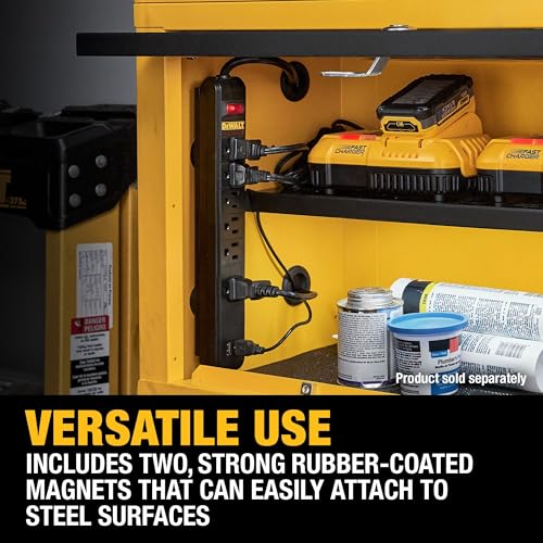 Buy now DEWALT Magnetic Power Strip with 6 Power Outlets, DEWALT Workshop Storage System Compatible (DWST82693) at indiglob india