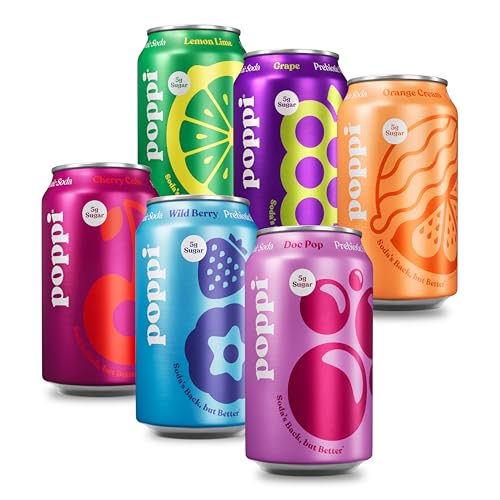 Buy now Poppi Sparkling Prebiotic Soda Beverage with Apple Cider Vinegar, Seltzer Water and Fruit Juice, The Classics Variety Pack, 12 Fl Oz, Pack of 12, Packaging May Vary at indiglob india