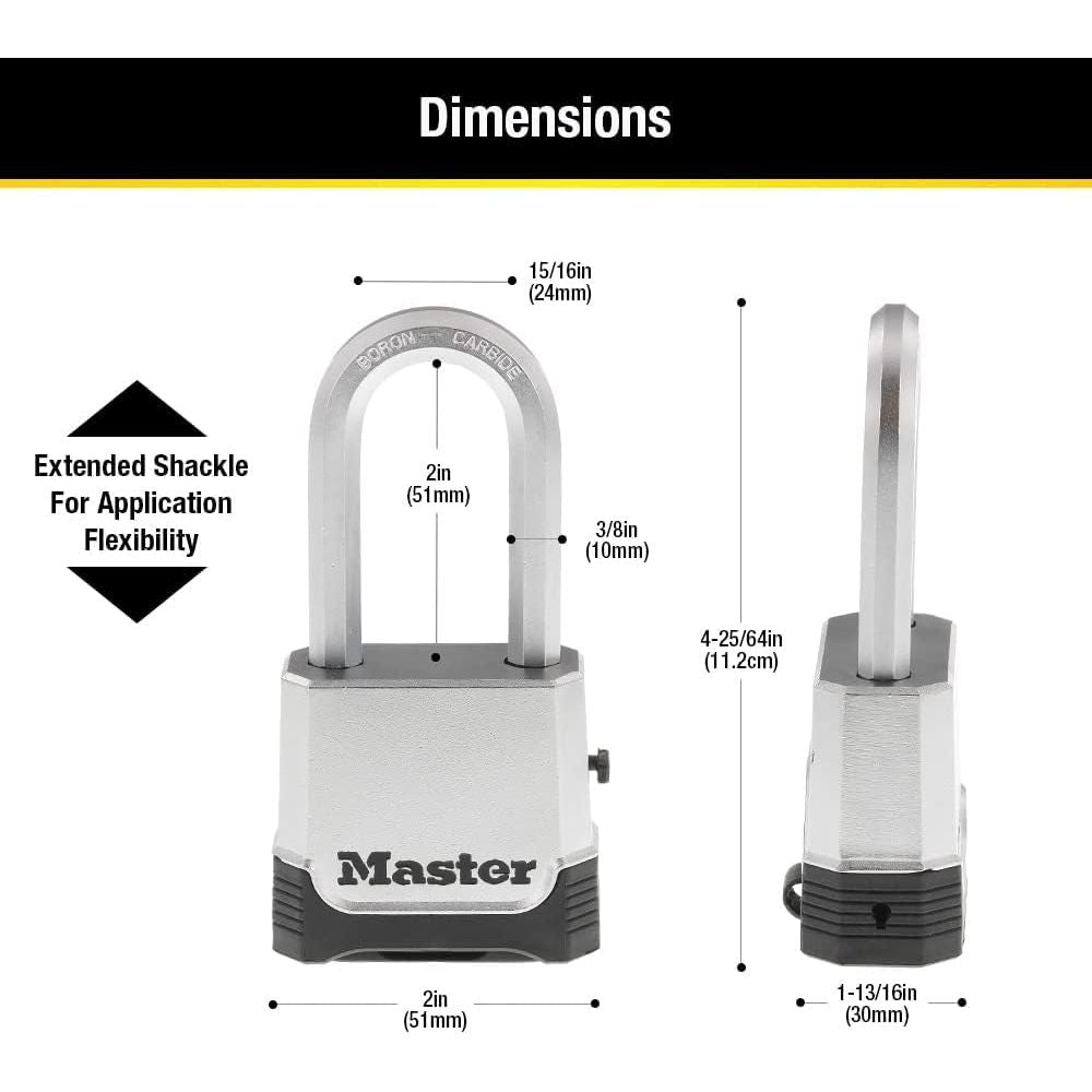 Buy now Master Lock Silver Outdoor Combination Lock, Heavy Duty Weather Resistant Padlock with Resettable Code and Cut Resistant Boron Carbide Shackle for Outdoor Use, M176XDLH at indiglob india