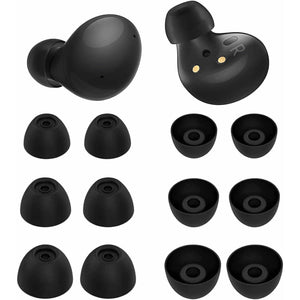 6 Pairs Silicone Galaxy Buds 2 Ear Tips Earbuds, S/M/L 3 Size Soft Rubber Flexible Eartips Buds Wing Tips Fit in Case Compatible with Samsung Galaxy Buds 2 / Galaxy Buds Plus - Black