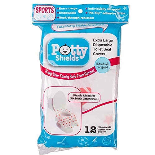 Buy now Toilet Seat Covers Disposable (12 Pack, Sports) - XL Waterproof Toilet Cover for Toddlers, Kids & Adults - Portable & Individually Wrapped for Travel, Potty Training & Public Restrooms at indiglob india