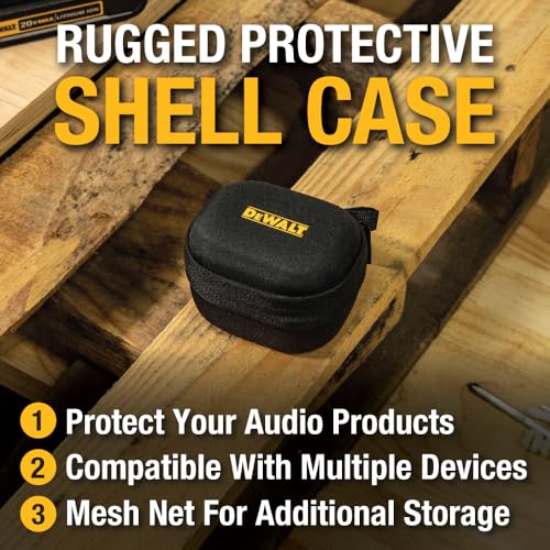 Buy now DEWALT Heavy Duty Protective Headphone Case for TWS Earbuds & Wearable Speaker, Compact Lightweight w/EVA Headphone Case Hard Shell, Shockproof, Water-Resistant, Soft Interior & Accessory Mesh Pocket at indiglob india