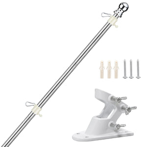 Buy now 6 FT Flag Pole Kit,Stainless Steel Heavy Duty Flagpole and White Flagpole Mounting Bracket Rustproof for Outdoor Garden Roof Walls Yard Truck at indiglob india