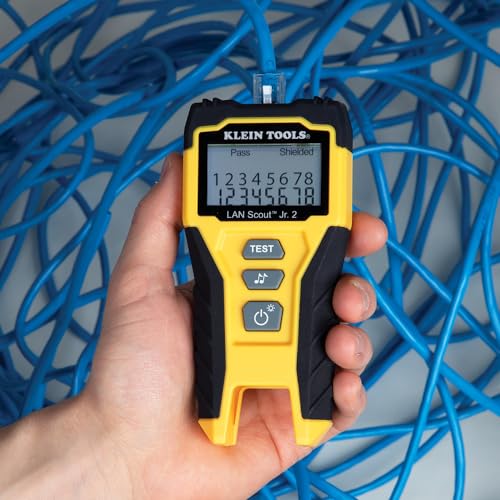 Buy now Klein Tools 80072 RJ45 Cable Tester Kit with LAN Scout Jr. 2, Coax Crimper / Stripper / Cutter Tool and 50-Pack Pass-Thru Modular Data Plugs at indiglob india