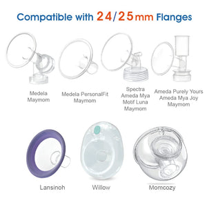 Maymom Flange Inserts 17 mm for Medela, Spectra 24 mm Shields/Flanges, Momcozy/Willow Wearable Cup. Compatible with Medela Freestyle, Harmony to Reduce 24mm Nipple Tunnel Down to 17 mm; 2pc/Each