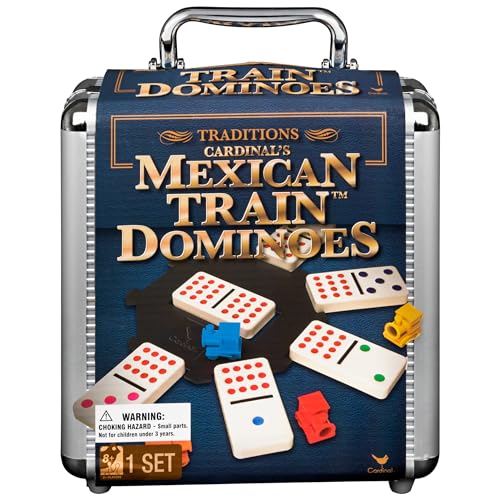 Buy now Spin Master Games, Mexican Train Dominoes Set in Aluminum Carry Case, Includes Colorful Trains for Fun-Filled Family Game Night, for Kids & Family, 2-8 Players, for Ages 8 & Up at indiglob india