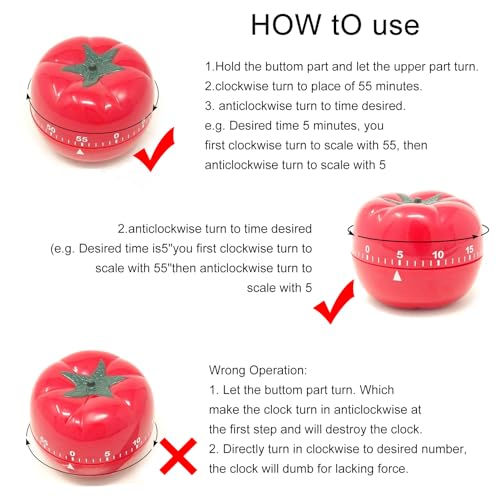Buy now yueton Manual Mechanical Tomato Timer -Ring Alarm Kitchen Timer for Cooking Study Gym Countdown Clock Red at indiglob india