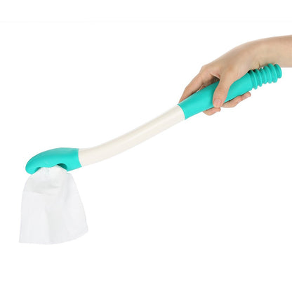 Bottom Bum Wiper, 15.7" Long Handle Toilet Aids Tools, Reach Comfort Bottom Wiper Holder Toilet Paper Tissue Grip Self Wipe Aid Helper Pre-Moistened Wipes