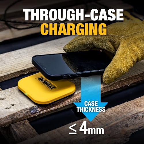 Buy now DEWALT Heavy Duty Wireless Charger, 10W Max Fast Wireless Charging Pad Compatible with iPhone 17/16/15/14/13/12/11/X/8 Pro Max Plus Samsung Galaxy S22/S21 AirPods (Type C Cable/AC Adapter Included) at indiglob india